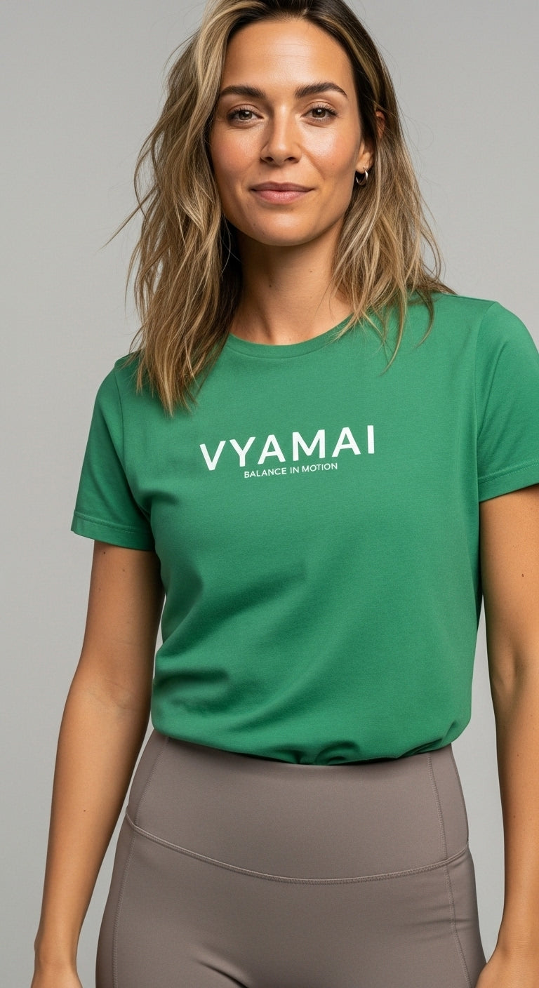 VYAMAI Signature Tee – Balance & Motion (Premium Fit · Timeless Essential)