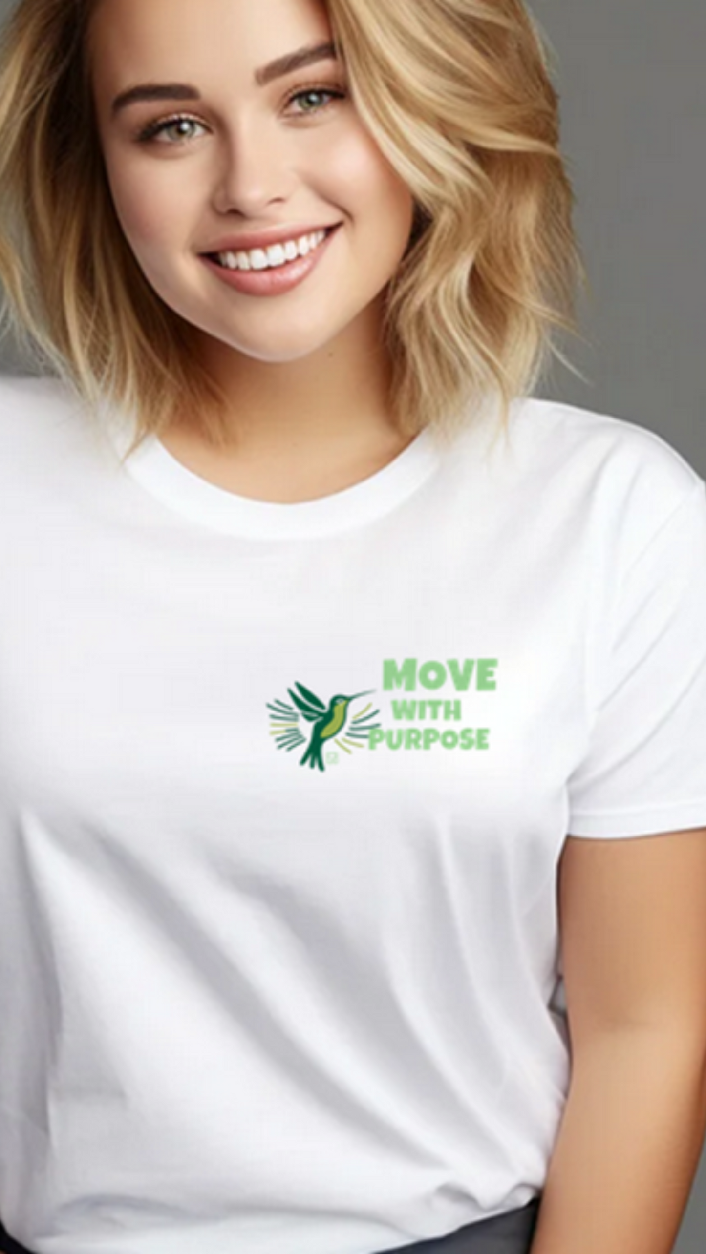 MOVE WITH PURPOSE TEE – HUMMINGBIRD EDITION (Black & White · Core Fit)