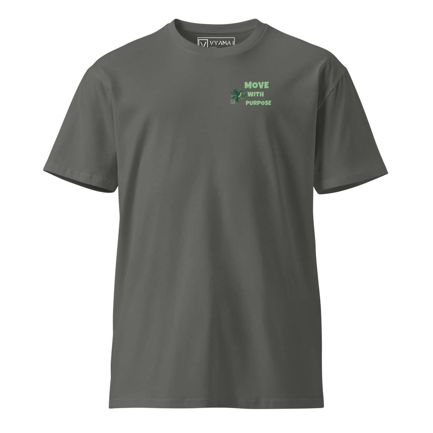 MOVE WITH PURPOSE TEE – HUMMINGBIRD EDITION (Black & White · Core Fit)