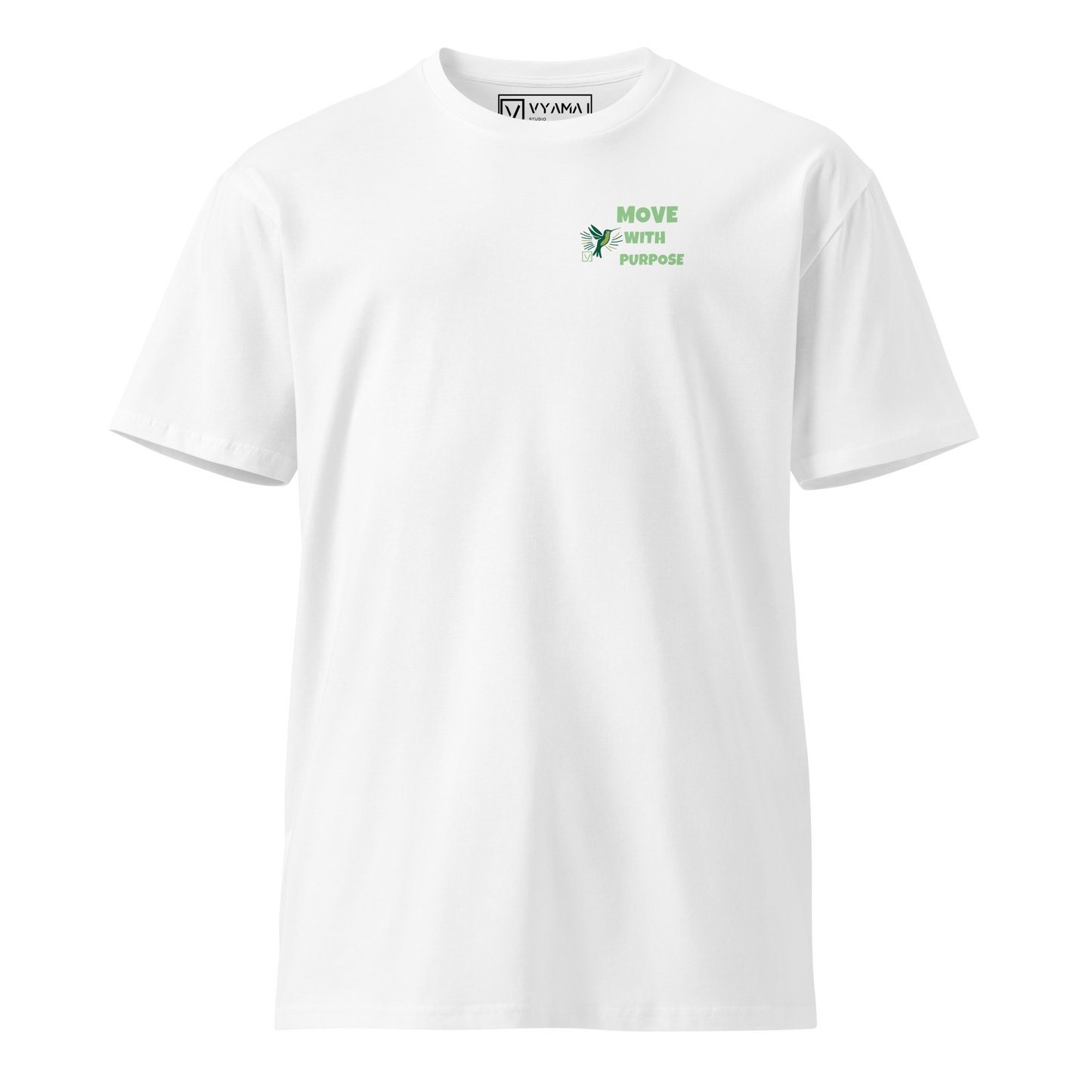 MOVE WITH PURPOSE TEE – HUMMINGBIRD EDITION (Black & White · Core Fit)