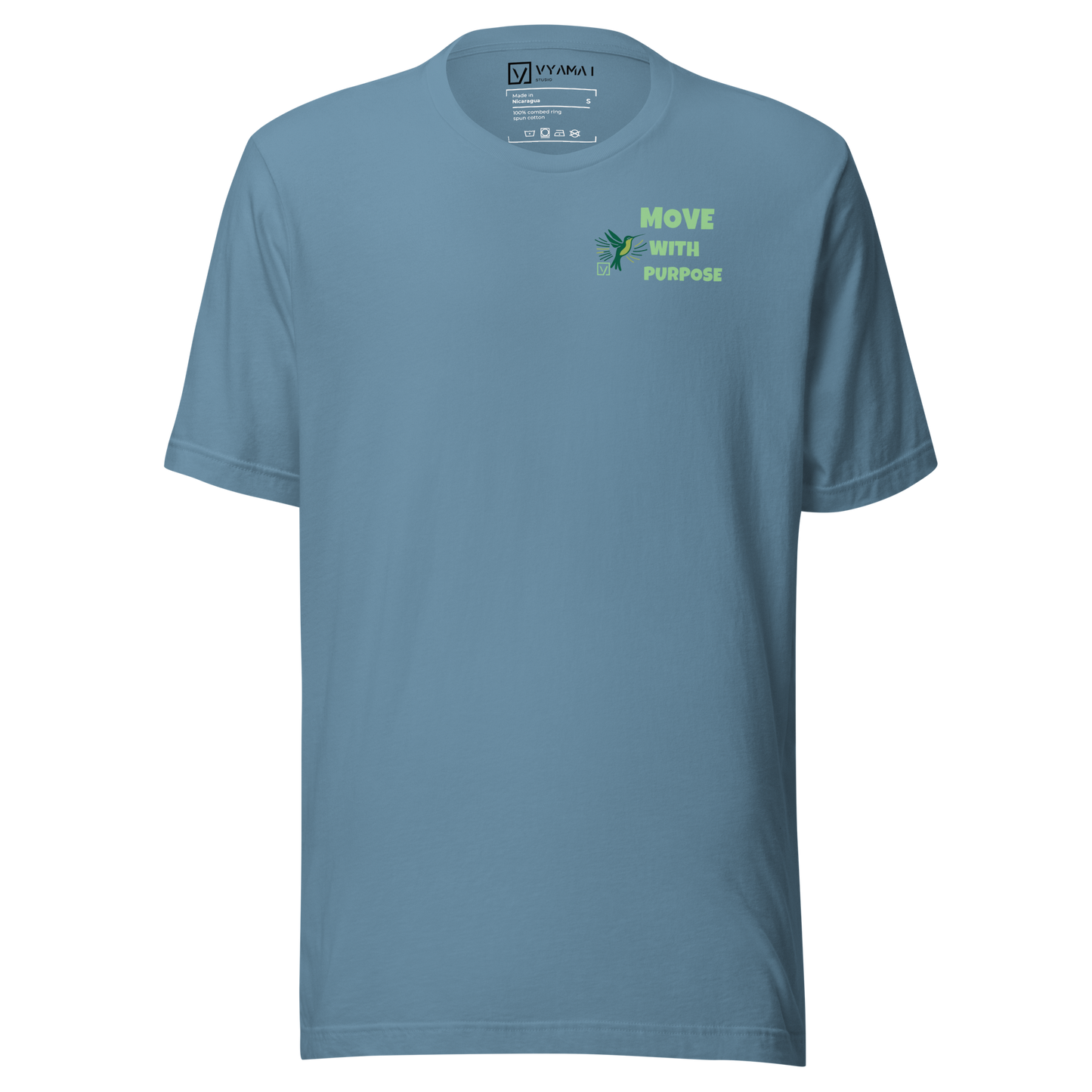 MOVE WITH PURPOSE TEE – HUMMINGBIRD EDITION Lightweight (Blue Tones · Premium Fit)