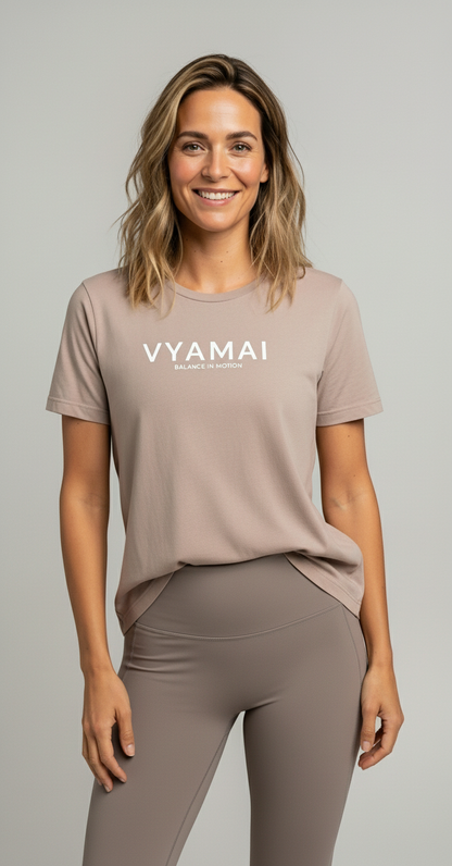 VYAMAI Signature Tee – Balance & Motion (Premium Fit · Timeless Essential)