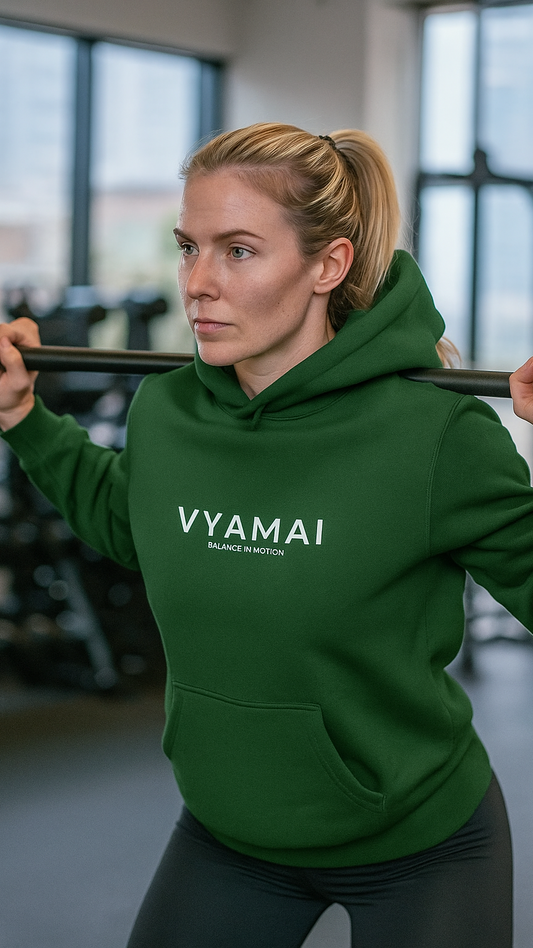 VYAMAI Signature Hoodie – Balance & Motion (Premium Fit · Timeless Essential)